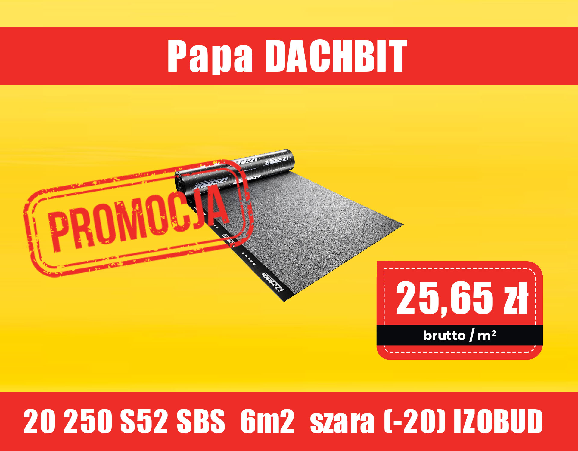 Papa DACHBIT 20 250 S52 SBS 6m2 szara (-20) IZOBUD